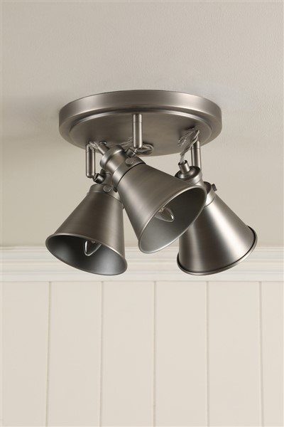 (image for) Laura Ashley Rufus 3 Light Plate Spotlight Industrial Nickel